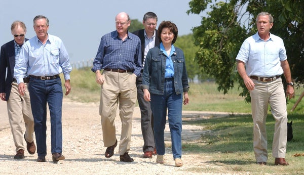 President Bush met with his economic team at his Texas ranch.
